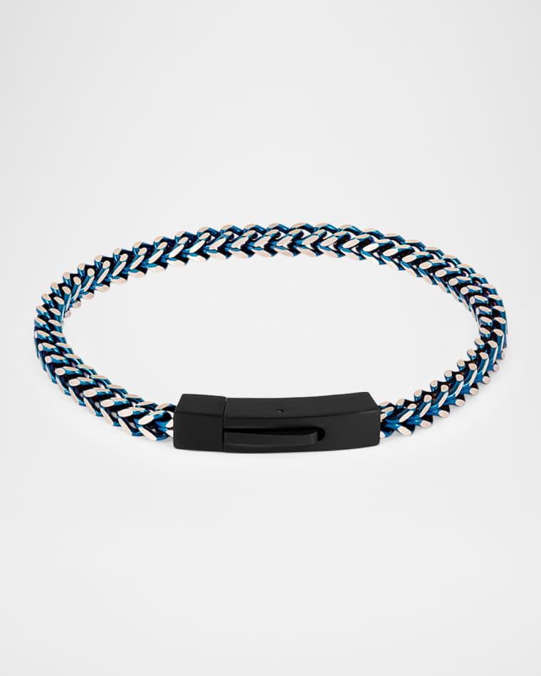 Men's Chevron Click Bracelet In Matte Blue Black by TATEOSSIAN