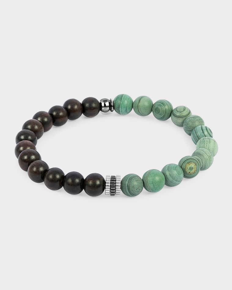 Men's Gear Trio Wood Jasper Beaded Bracelet by TATEOSSIAN