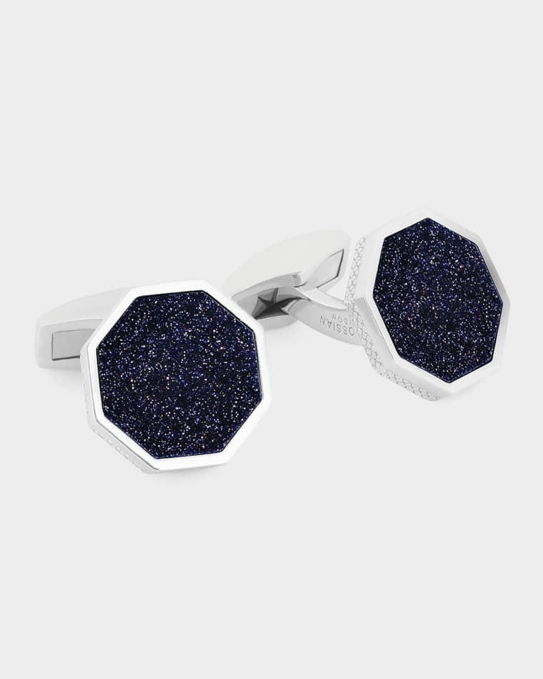 Men's Londons Eye Blue Goldstone Octagonal Cufflinks by TATEOSSIAN