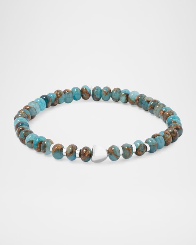 Men's Nepal Nugget Beaded Bracelet with Blue Jasper by TATEOSSIAN