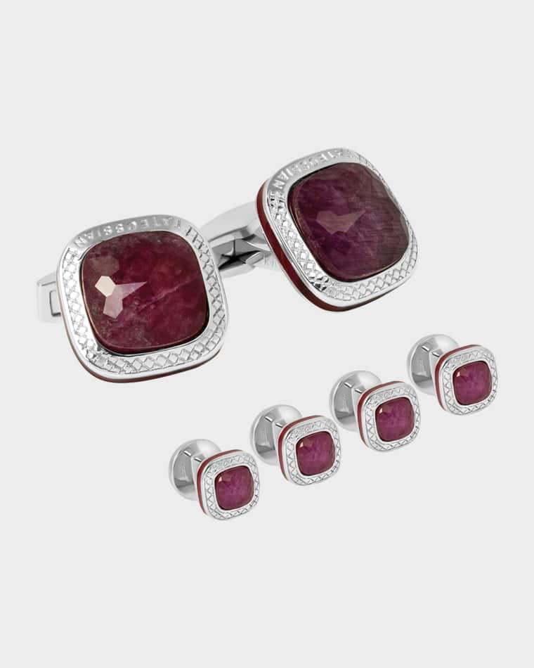 Men's Ruby Doublet Cufflink Shirt Stud Set by TATEOSSIAN
