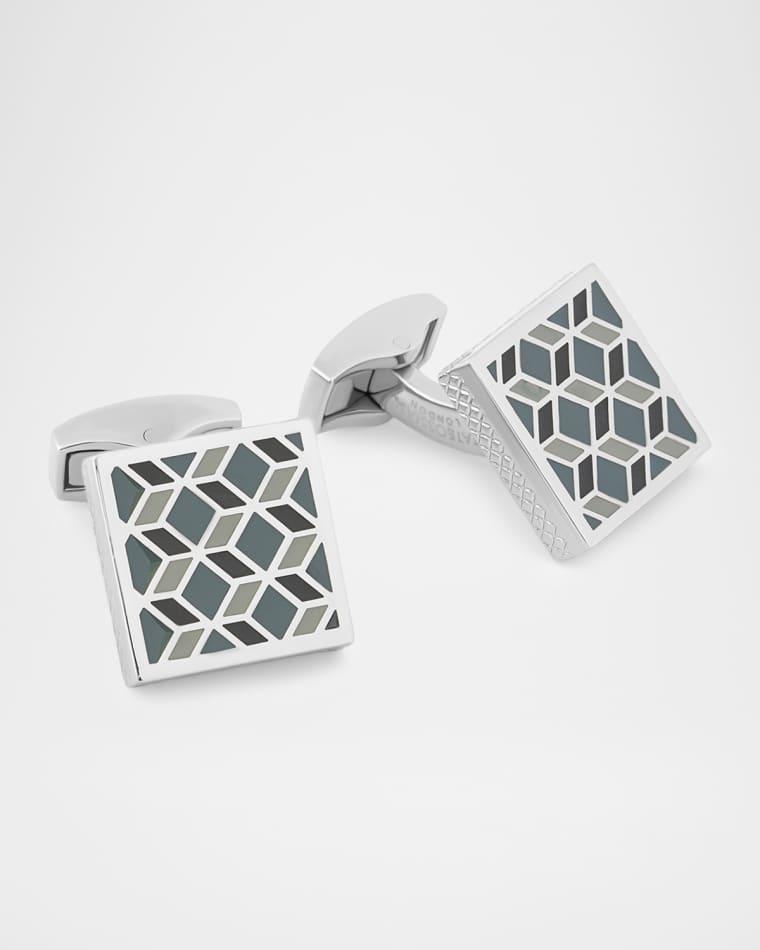 Men's Square 3D Cube Enamel Cufflinks by TATEOSSIAN