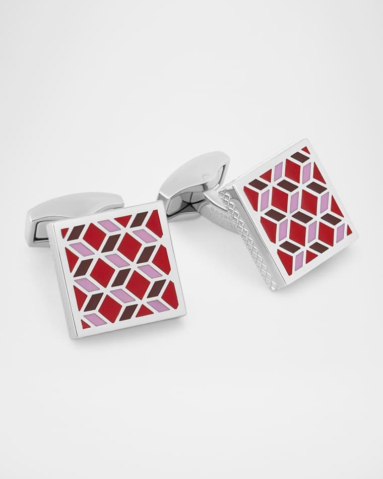 Men's Square 3D Cube Enamel Cufflinks by TATEOSSIAN
