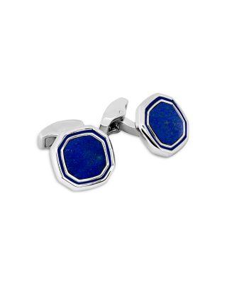Octagon White Bronze Plated & Blue Lapis Cufflinks by TATEOSSIAN