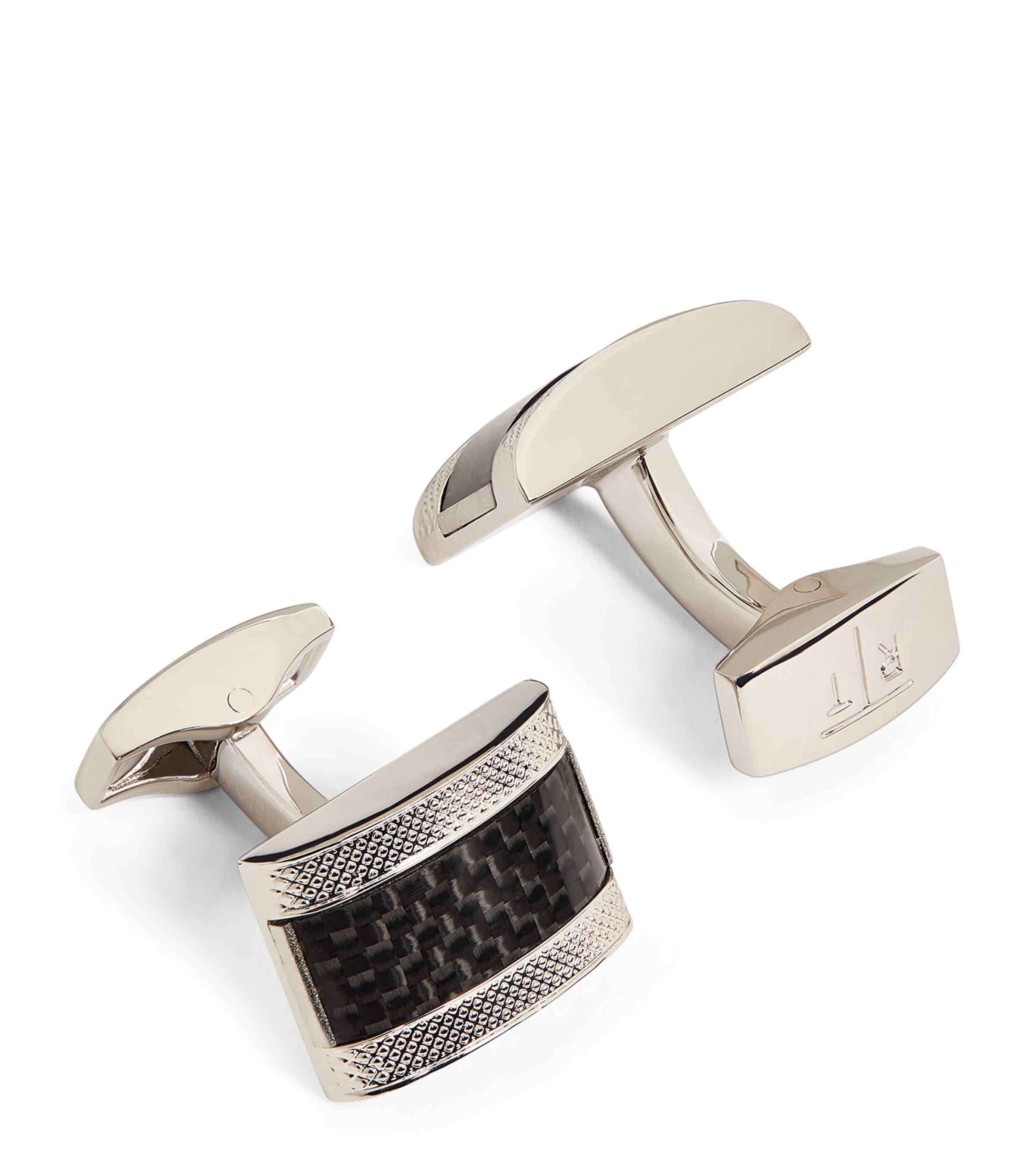Tateossian Carbon Fibre D-Shape Cufflinks by TATEOSSIAN