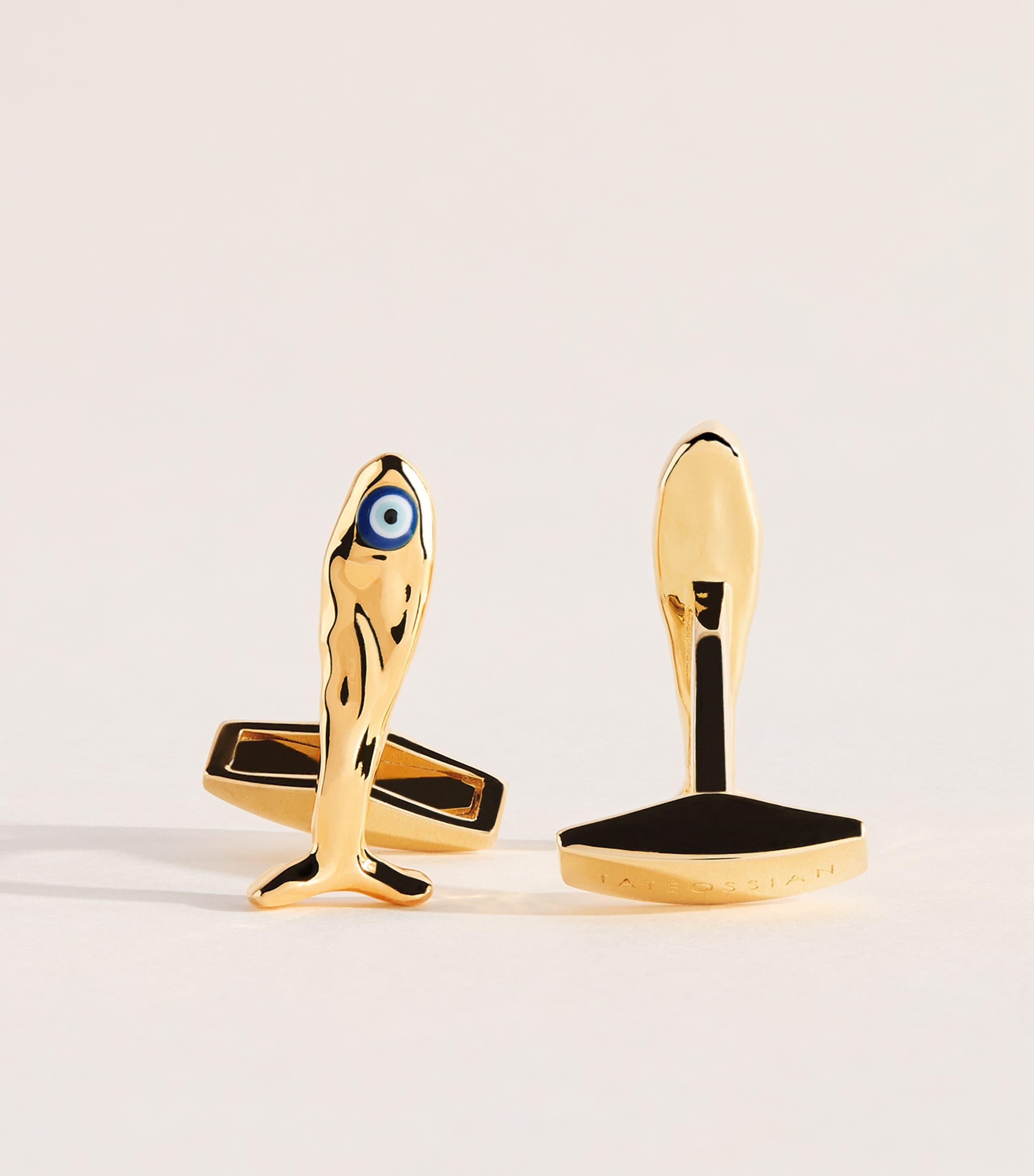 Tateossian Gold-Plated Sterling Silver Feng Shui Fish Cufflinks by TATEOSSIAN