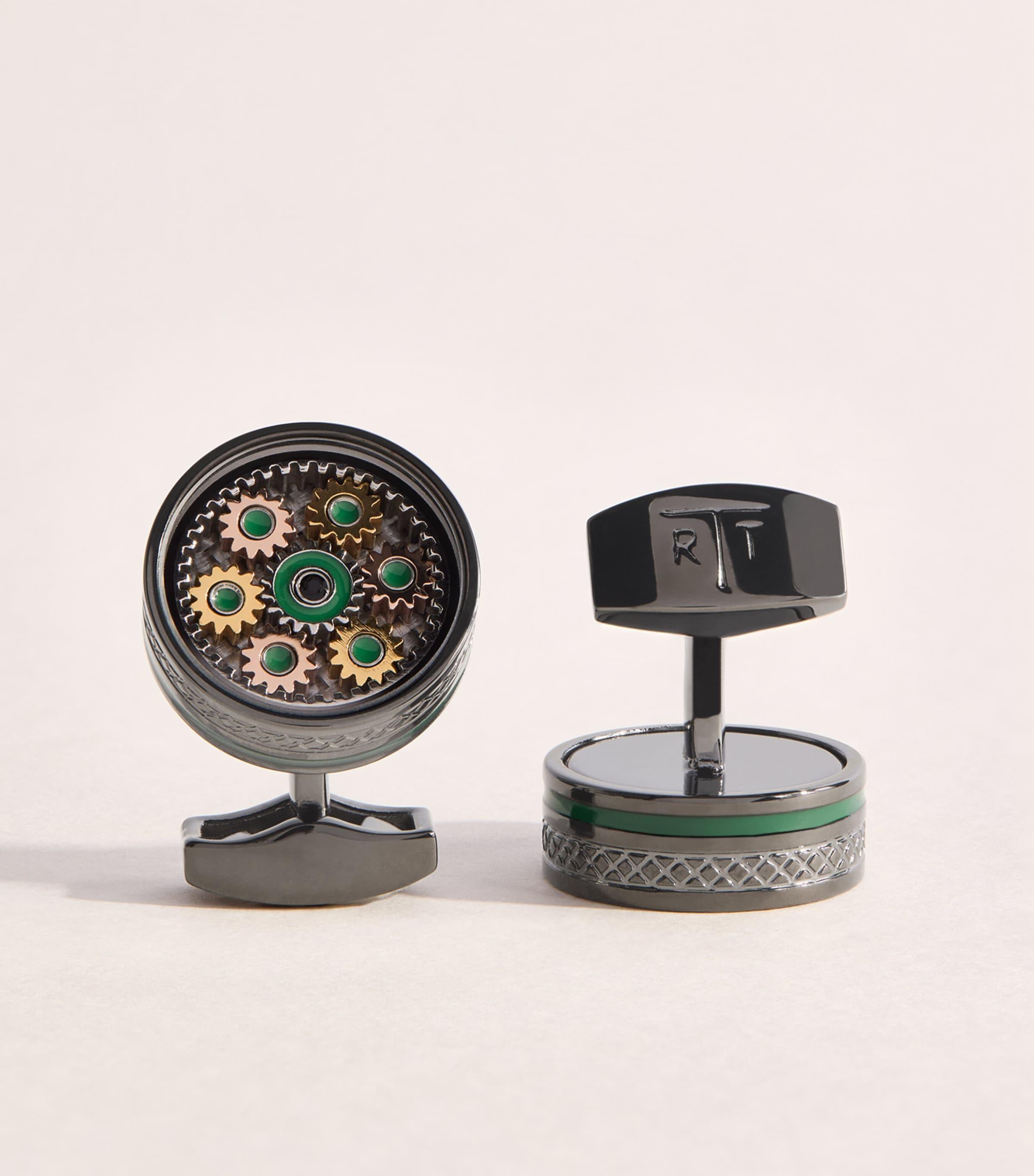 Tateossian Gunmetal Septa Gear Cufflinks by TATEOSSIAN