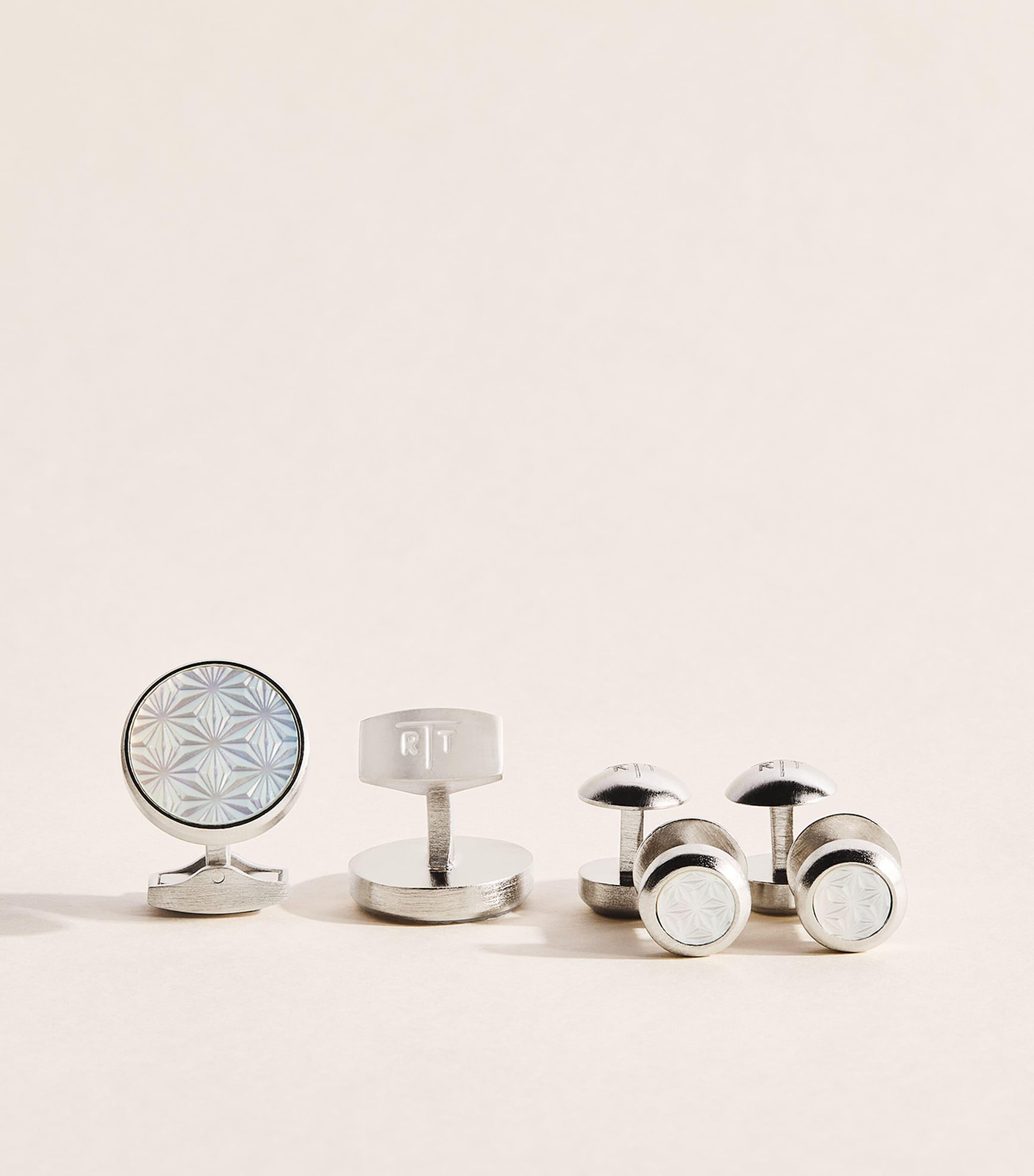 Tateossian Mother-of-Pearl Asanoha Cufflinks and Studs Set by TATEOSSIAN