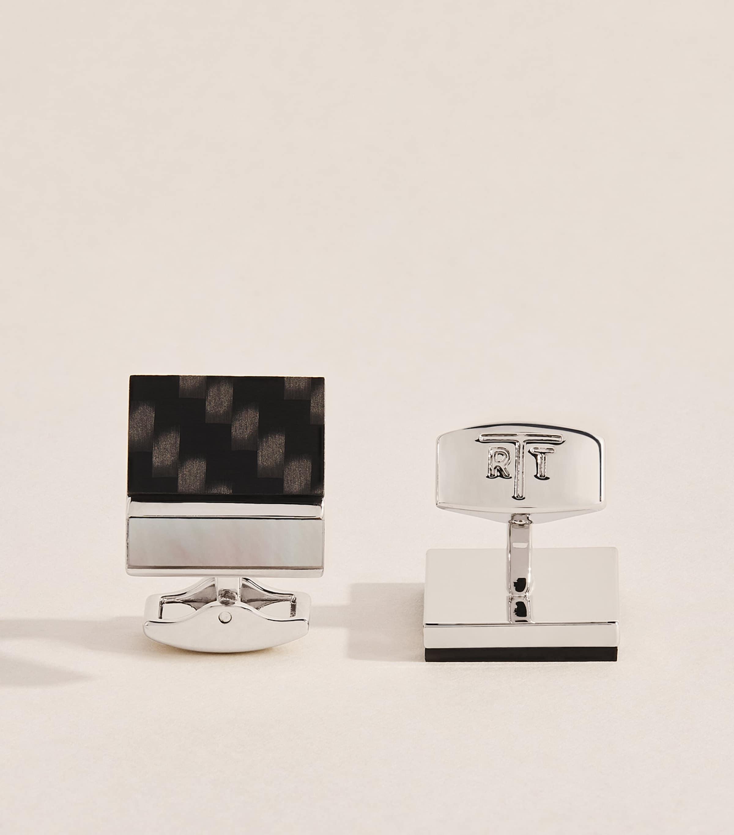 Tateossian Mother-of-Pearl and Carbon Mosaic Cufflinks by TATEOSSIAN