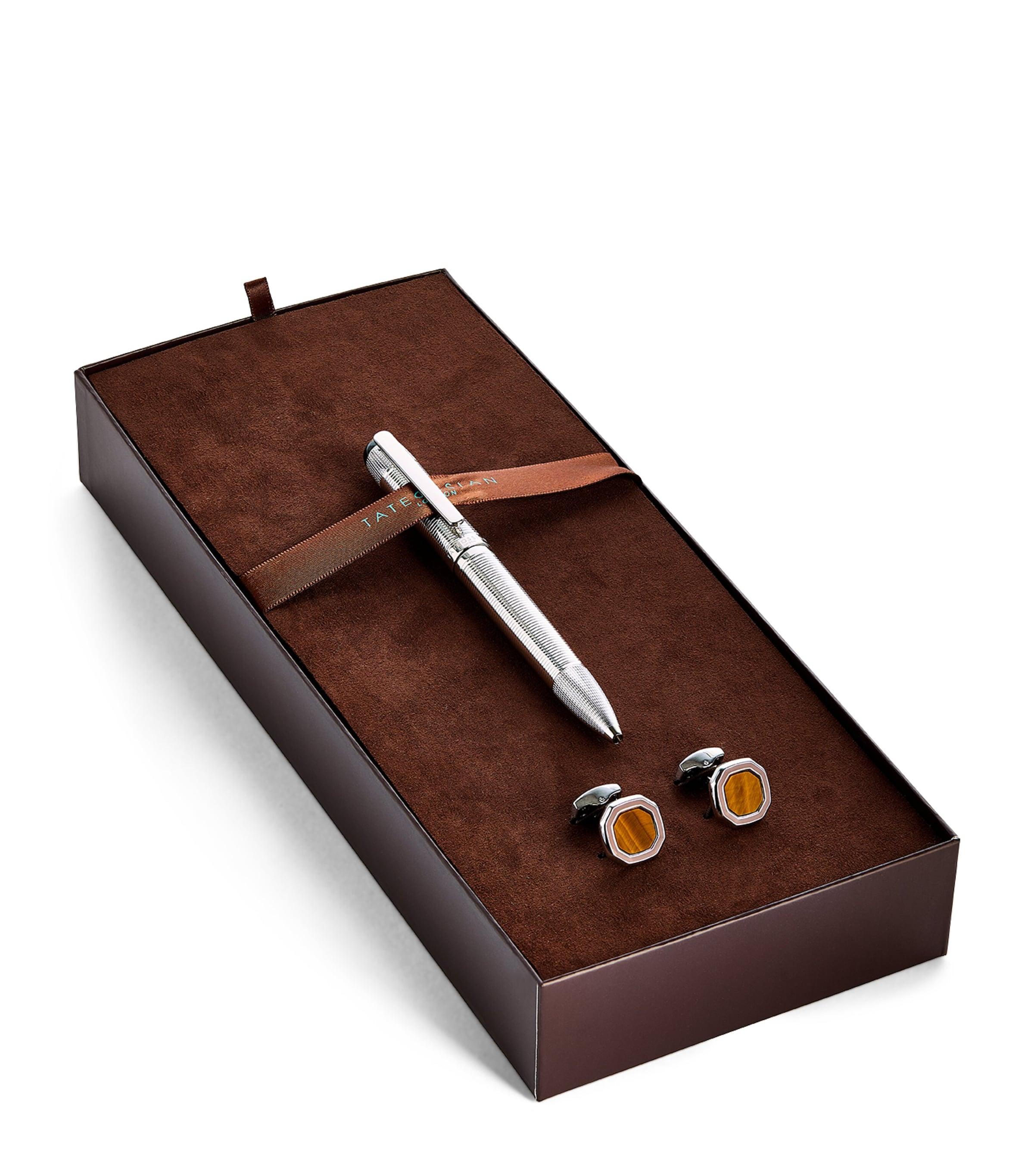 Tateossian Palladium-Plated Pen and Cufflinks Set by TATEOSSIAN
