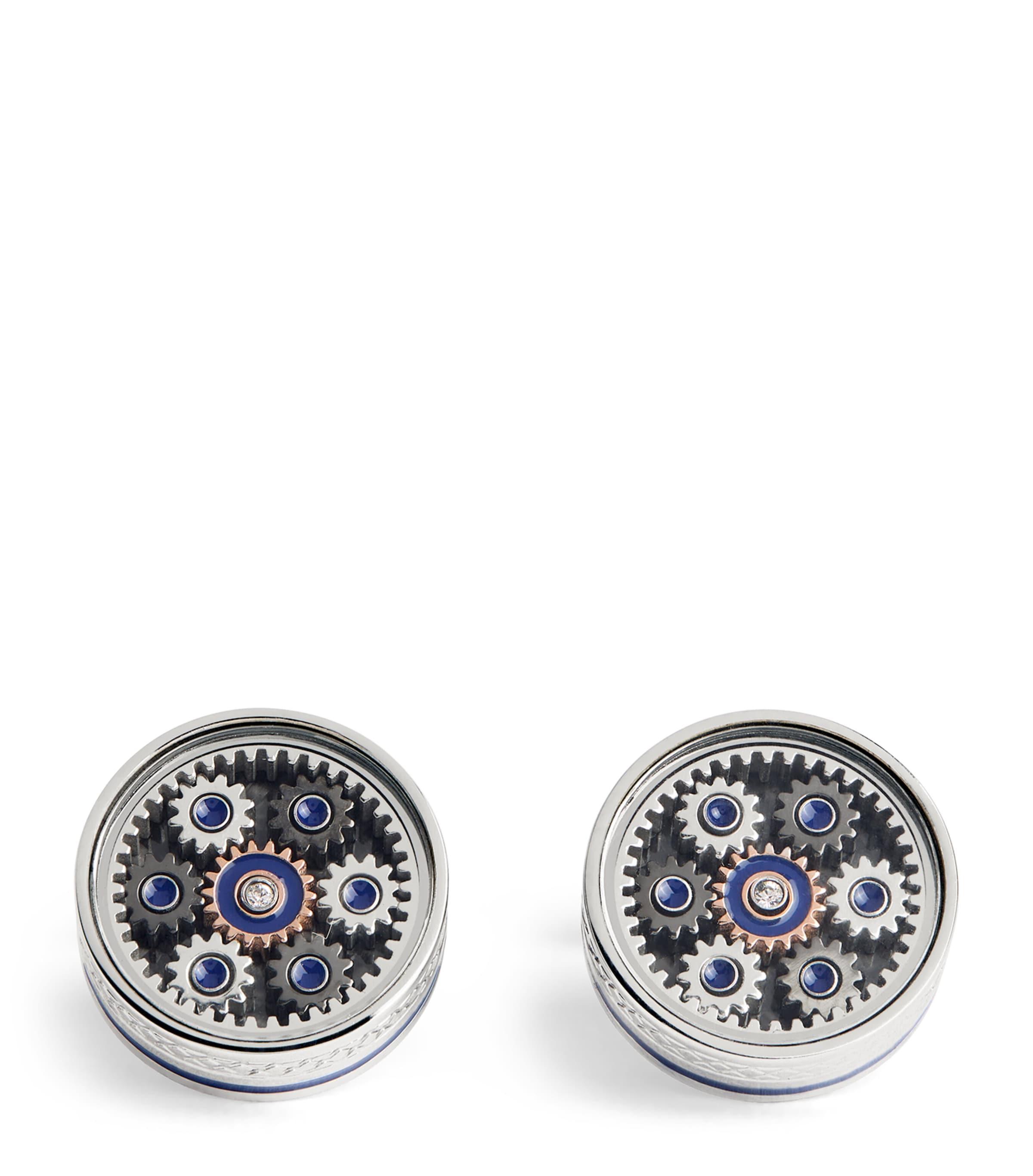 Tateossian Palladium-Plated Septa Gear Cufflinks by TATEOSSIAN