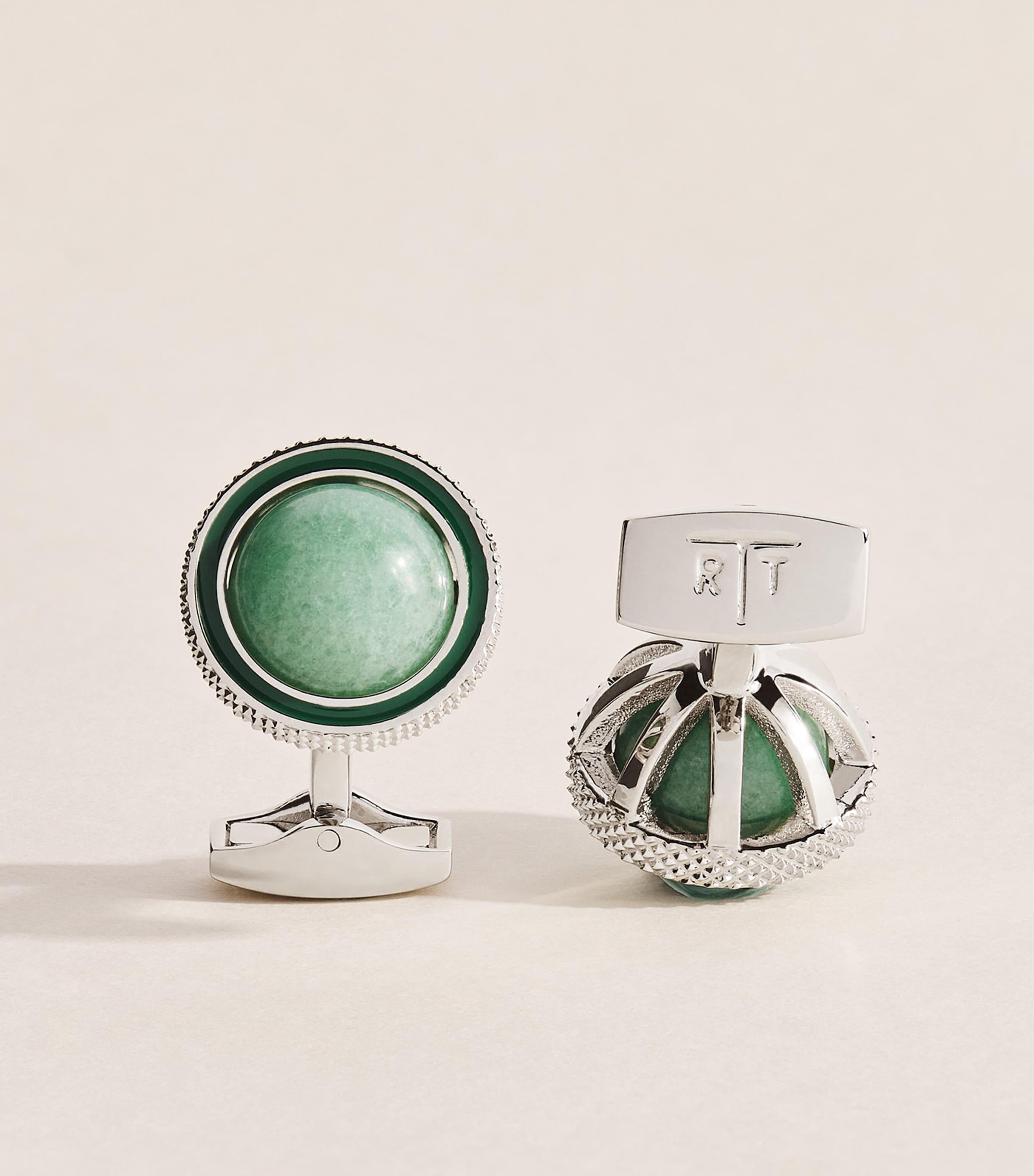Tateossian Palladium-Plated and Aventurine Gyrate Cufflinks by TATEOSSIAN
