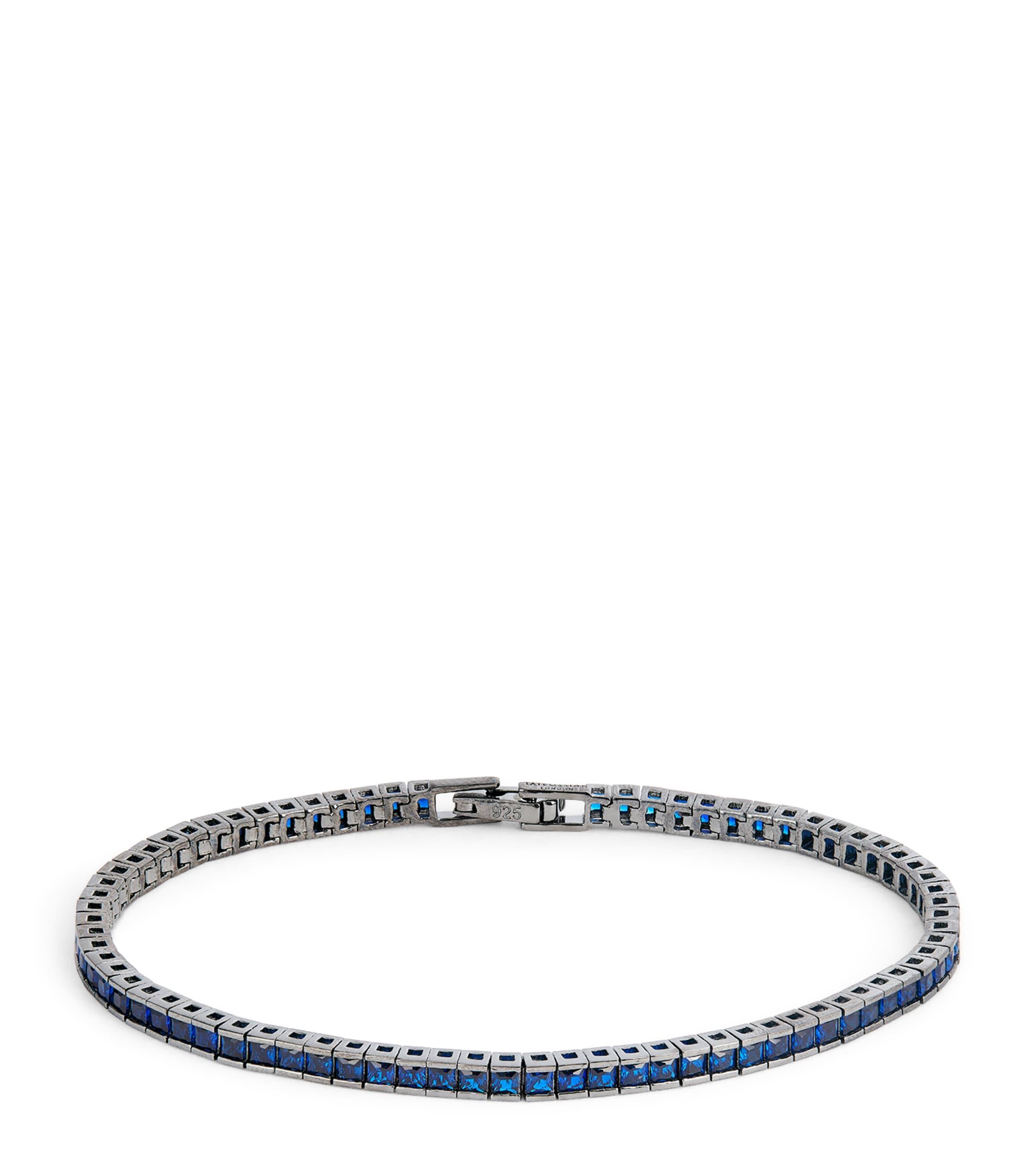Tateossian Rhodium-Plated Sterling Silver Quadro Tennis Bracelet by TATEOSSIAN Tateossian Rhodium-Plated Sterling Silver Quadro Tennis Bracelet by TATEOSSIAN