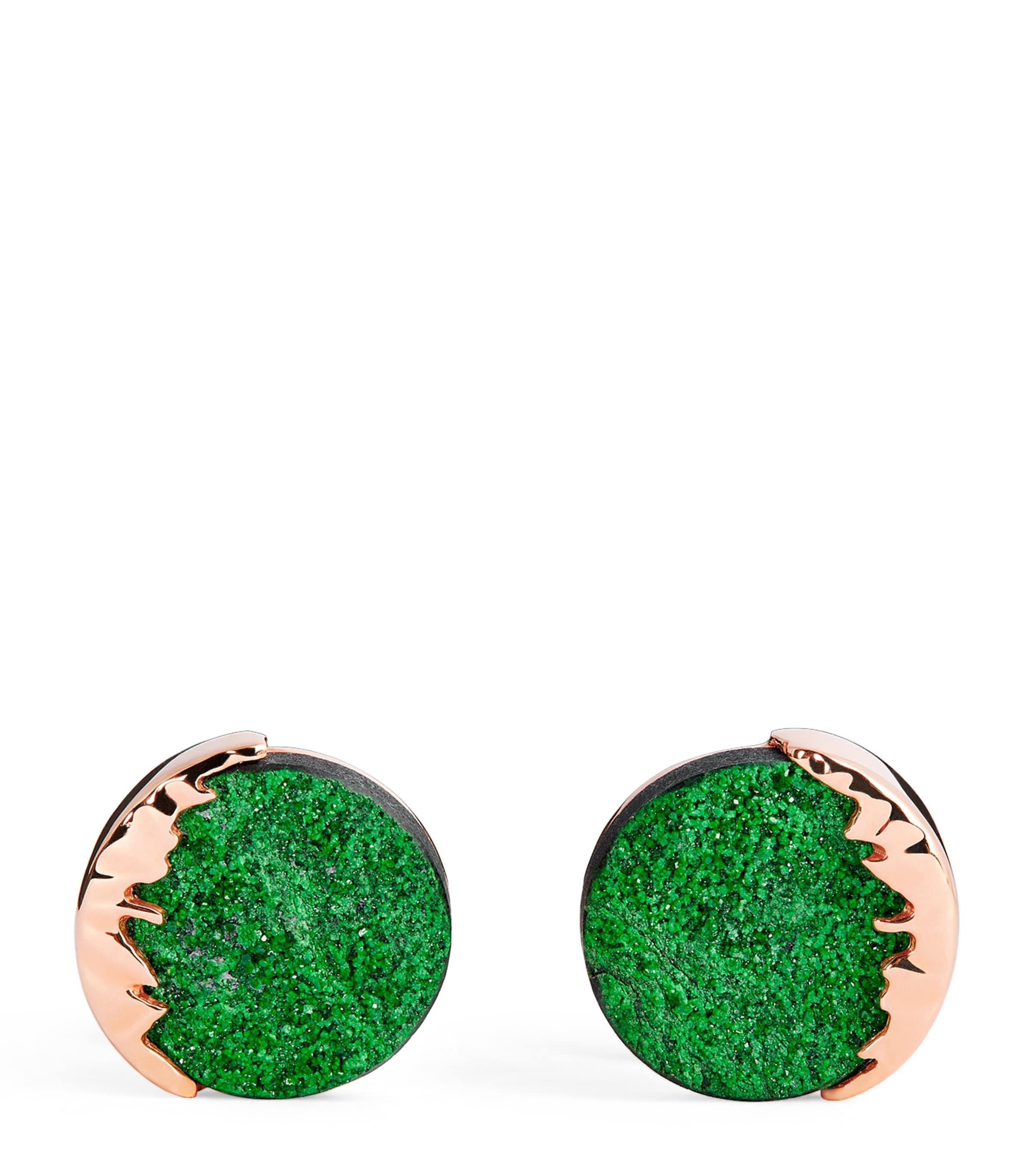 Tateossian Rose Gold and Green Garnet Cufflinks by TATEOSSIAN