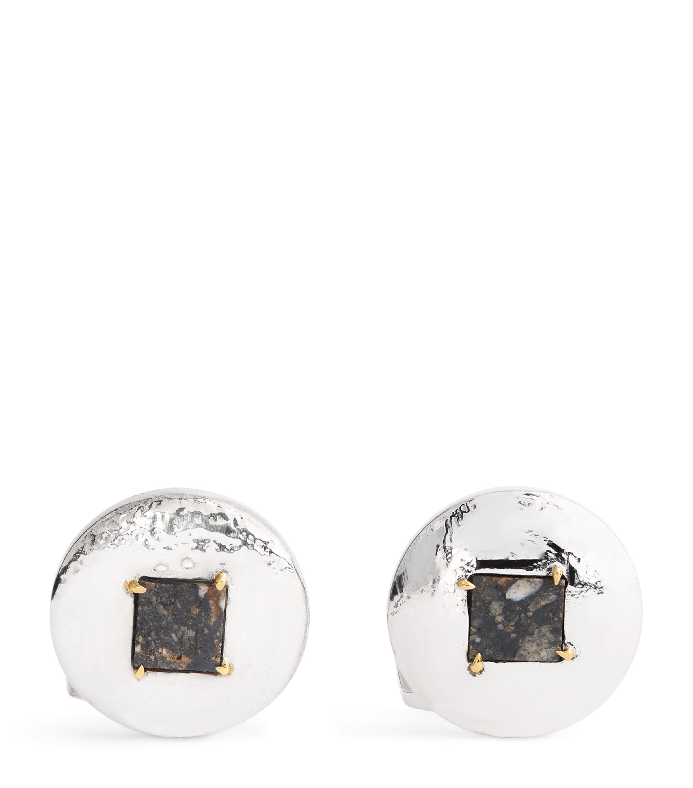 Tateossian Silver and Lunar Breccia Meteorite Cufflinks by TATEOSSIAN