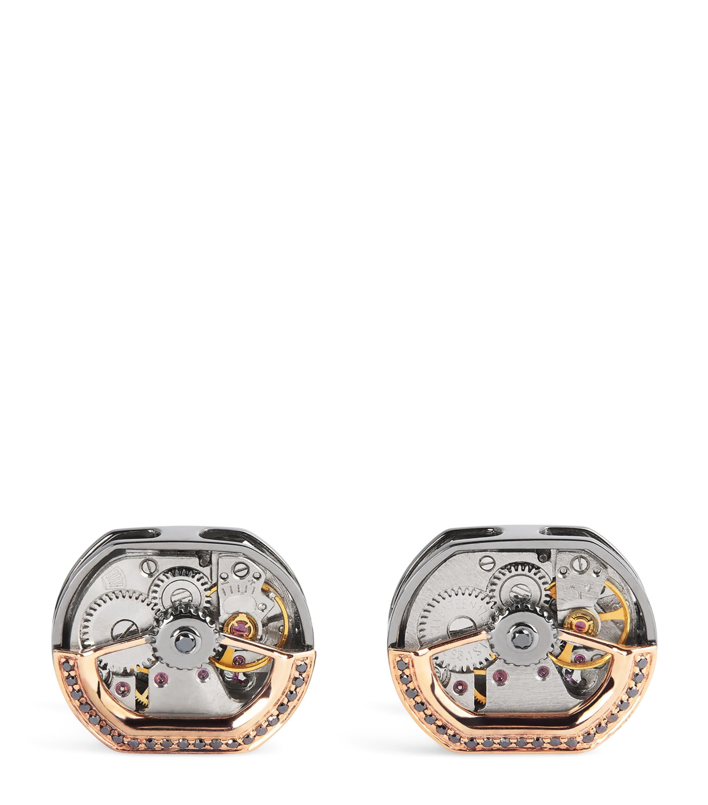 Tateossian Sterling Silver and Black Diamond Cufflinks by TATEOSSIAN