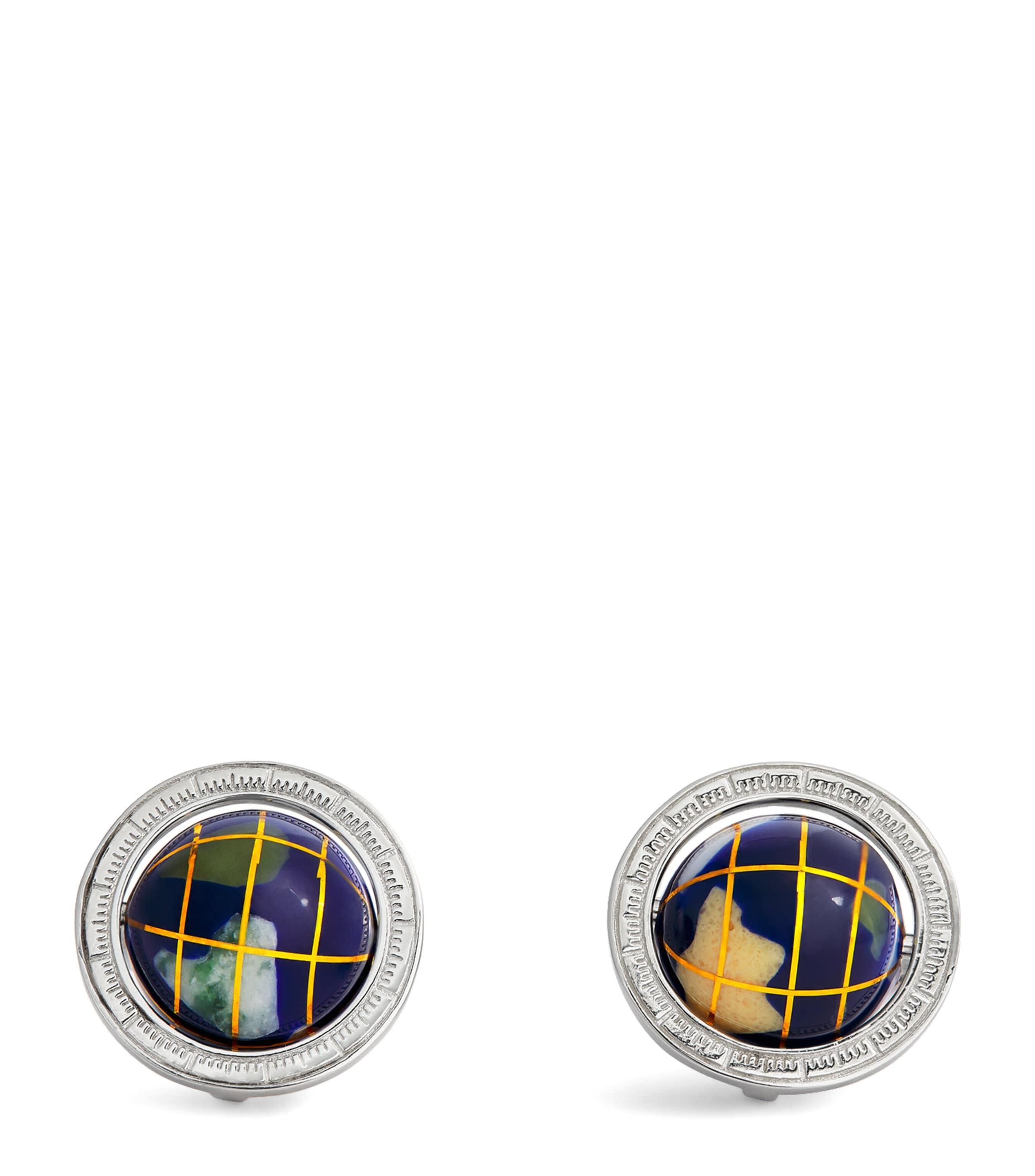 Tateossian Sterling Silver and Lapis Lazuli Globe Cufflinks by TATEOSSIAN Tateossian Sterling Silver and Lapis Lazuli Globe Cufflinks by TATEOSSIAN