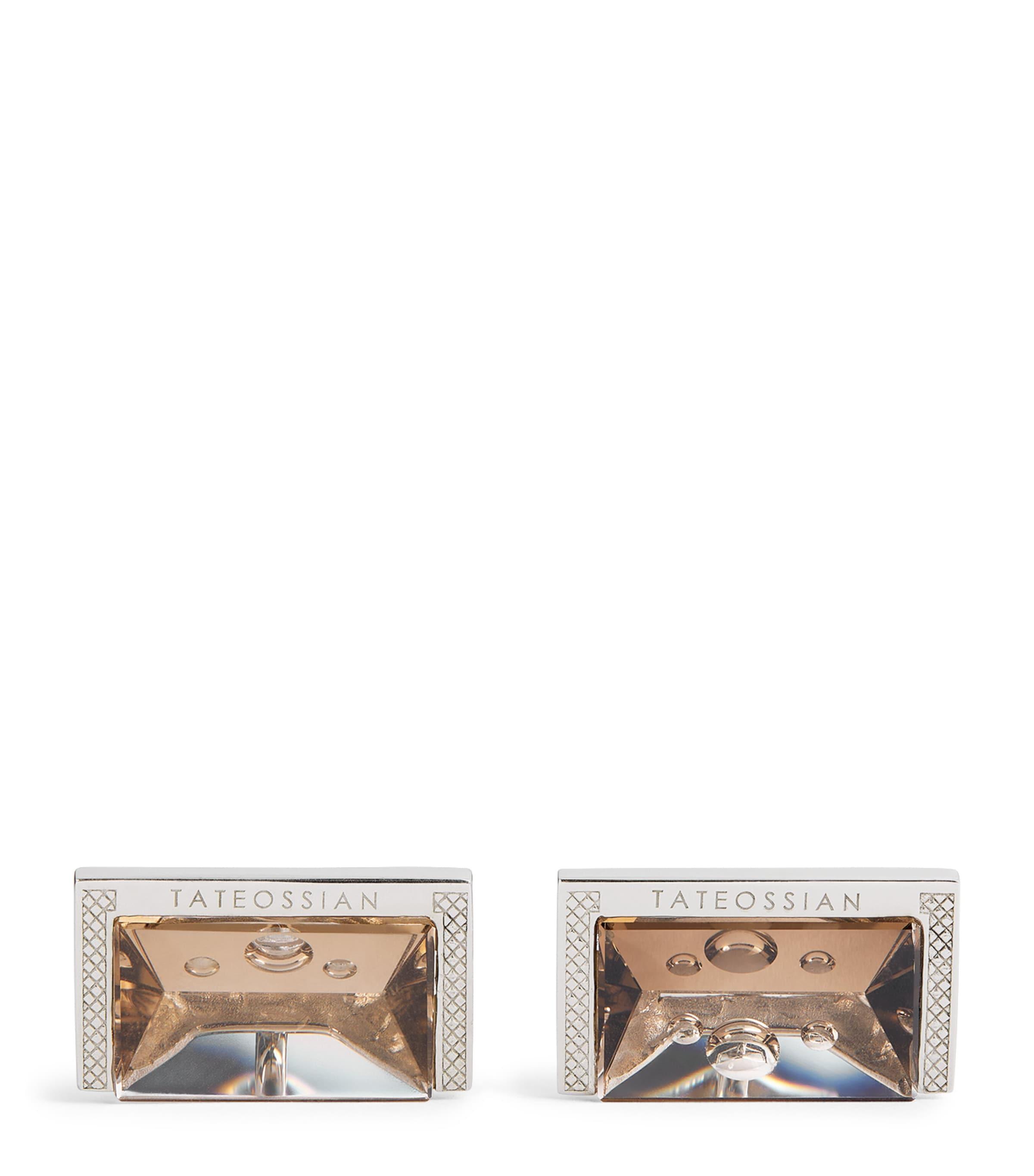 Tateossian Sterling Silver and Smoky Quartz Cufflinks by TATEOSSIAN
