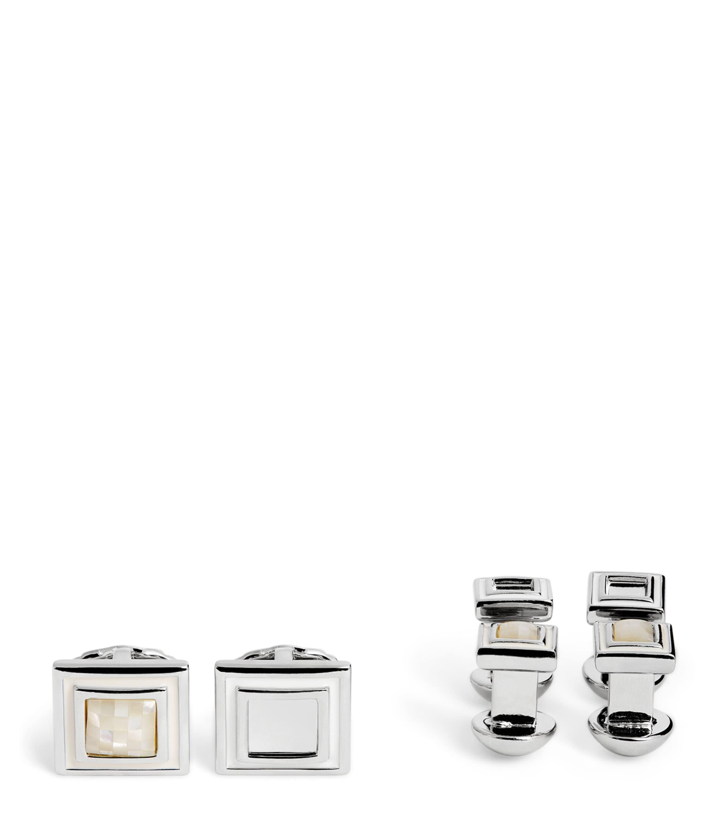 Tateossian Thompson Mother-Of-Pearl Mosaic Cufflinks and Studs Set by TATEOSSIAN