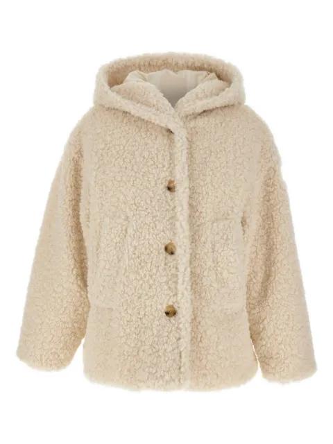 hoodied faux fur coat by TATRAS