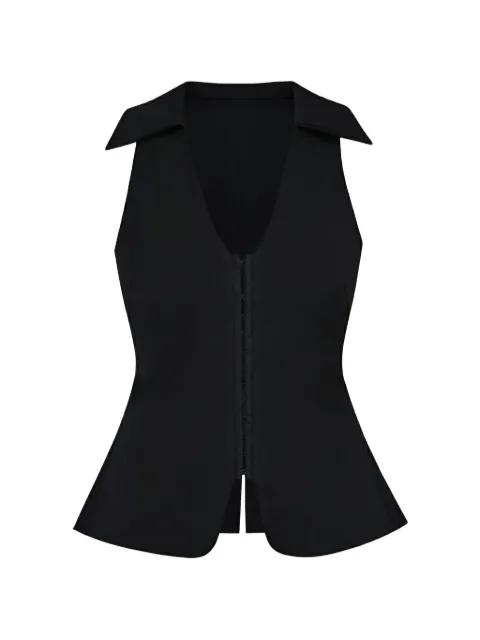 hook-fastening peplum top by TATUNA