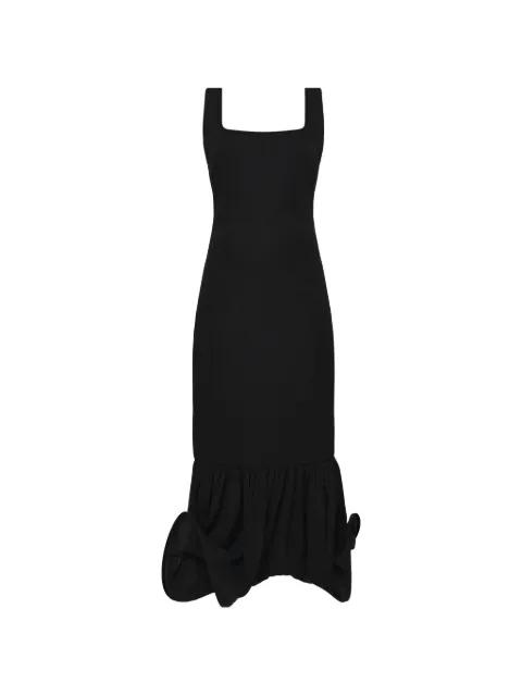 ruffled draped midi dress by TATUNA
