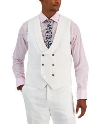 Men's Classic-Fit Double-Breasted Linen Suit Vest by TAYION COLLECTION