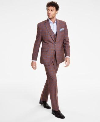 Men's Classic Fit Plaid Suit Vest by TAYION COLLECTION