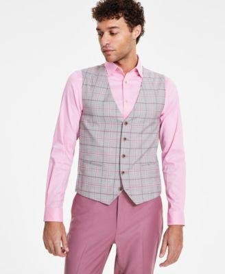 Men's Classic-Fit Plaid Vested Suit Separates by TAYION COLLECTION