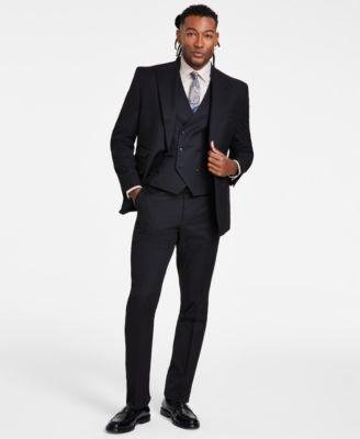Men's Classic-Fit Solid Double-Breasted Suit Vest by TAYION COLLECTION