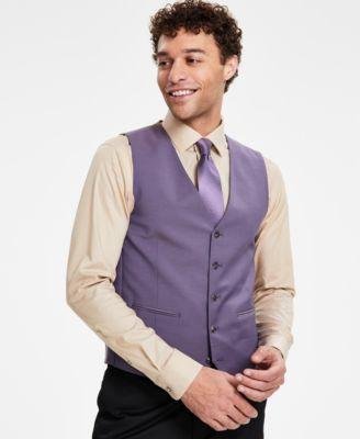 Men's Classic Fit Solid Suit Vest by TAYION COLLECTION