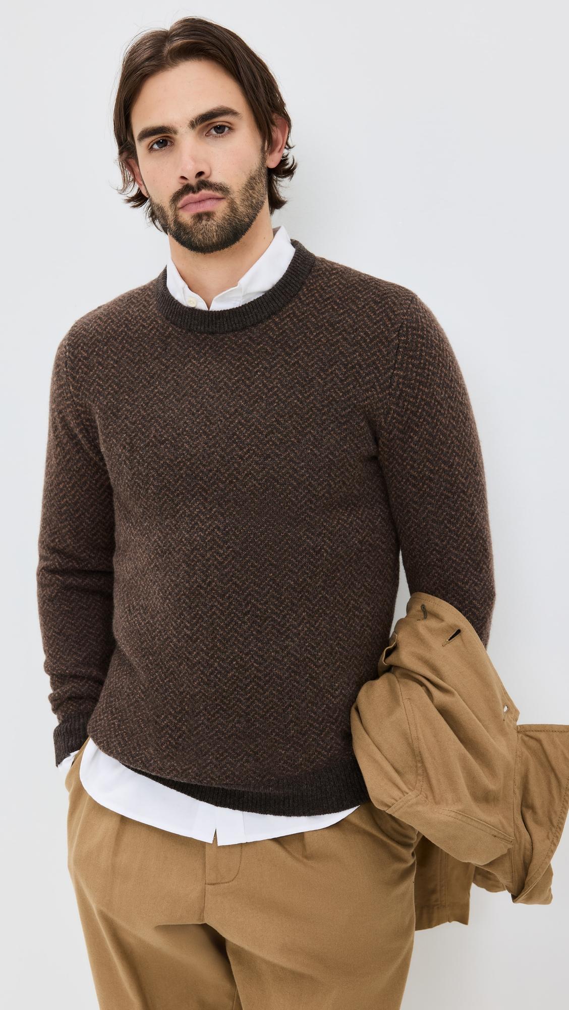 Eddy Herringbone Crewneck Sweater by TAYLOR STITCH