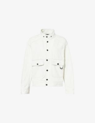 Stand-Collar Paint-Splatter Denim Jacket by TEAM WANG