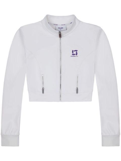 logo-print cropped track jacket by TEAM WANG
