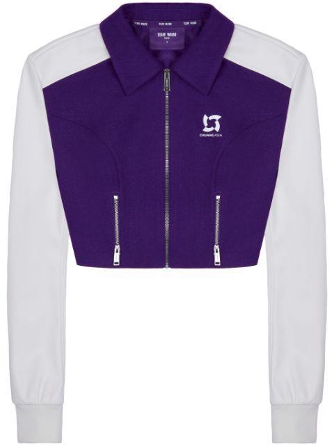 panelled zip-up cropped jacket by TEAM WANG