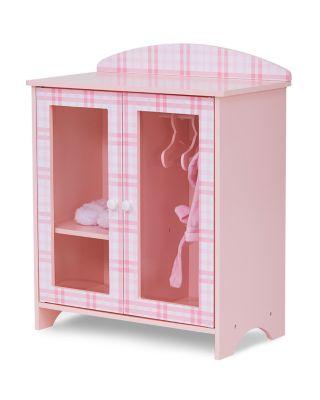 Kids Aurora Princess 18" Doll Pink Plaid Closet with Bathrobe & Slipper Pink - Ages 3-7 by TEAMSON