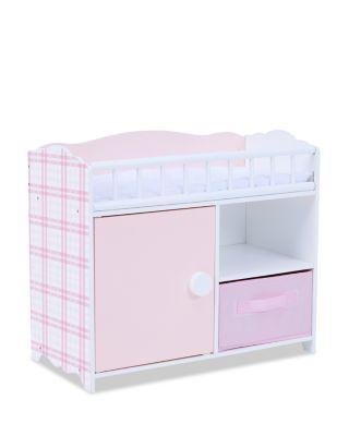 Kids Aurora Princess Pink Plaid Baby Doll Bed with Accessories Pink - Ages 3-7 by TEAMSON