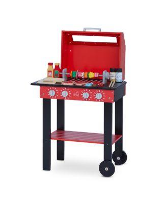 Kids Little Help Wood Backyard BBQ Red Play Kitchen - Ages 3+ by TEAMSON
