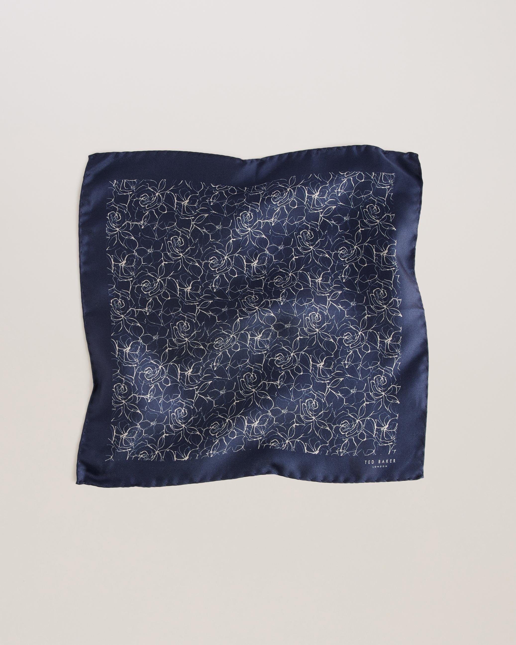 Abstract Floral Silk Pocket Square - CAVP - Navy by TED BAKER