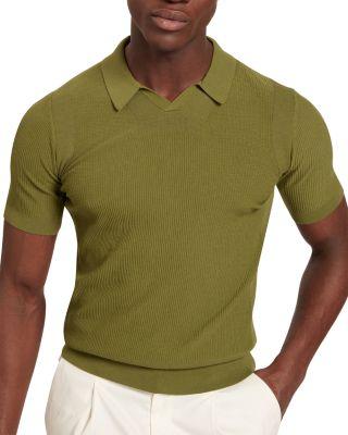 Aindrea Textured Rib Open Neck Knitted Polo Shirt by TED BAKER