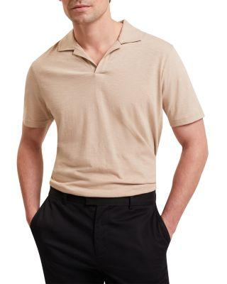 Anito Short Sleeve Cotton Linen Open Neck Polo by TED BAKER