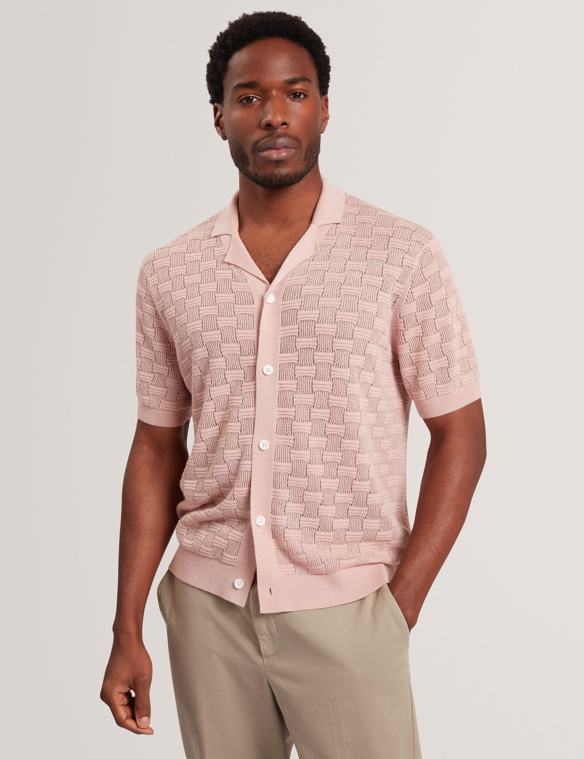 Basket Knit Silk Blend Short Sleeve Shirt by TED BAKER