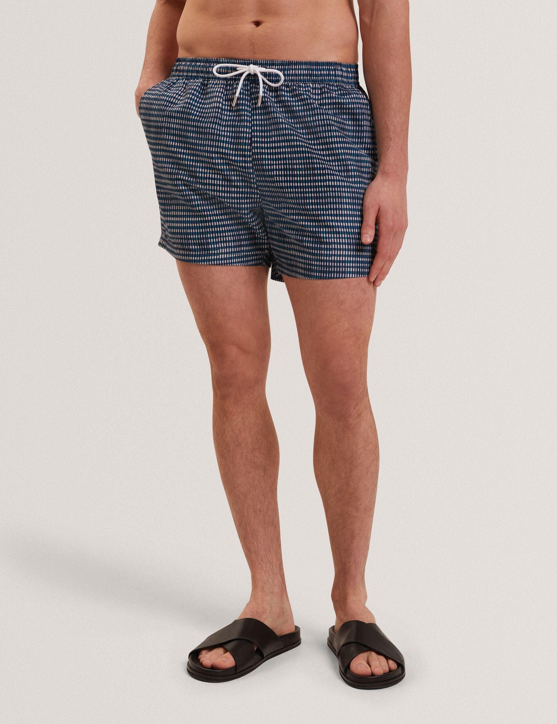 Blurred Check Mid-Length Swim Shorts by TED BAKER