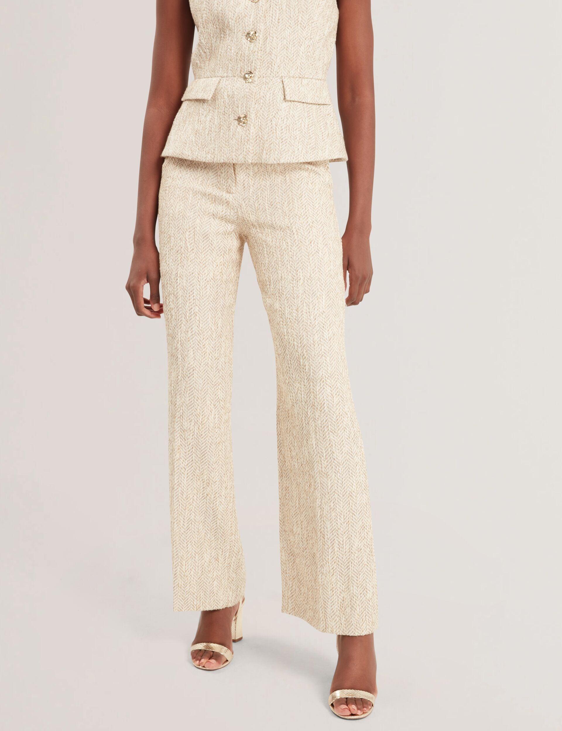 Boucle Herringbone Wide Leg Tailored Trousers by TED BAKER Boucle Herringbone Wide Leg Tailored Trousers by TED BAKER