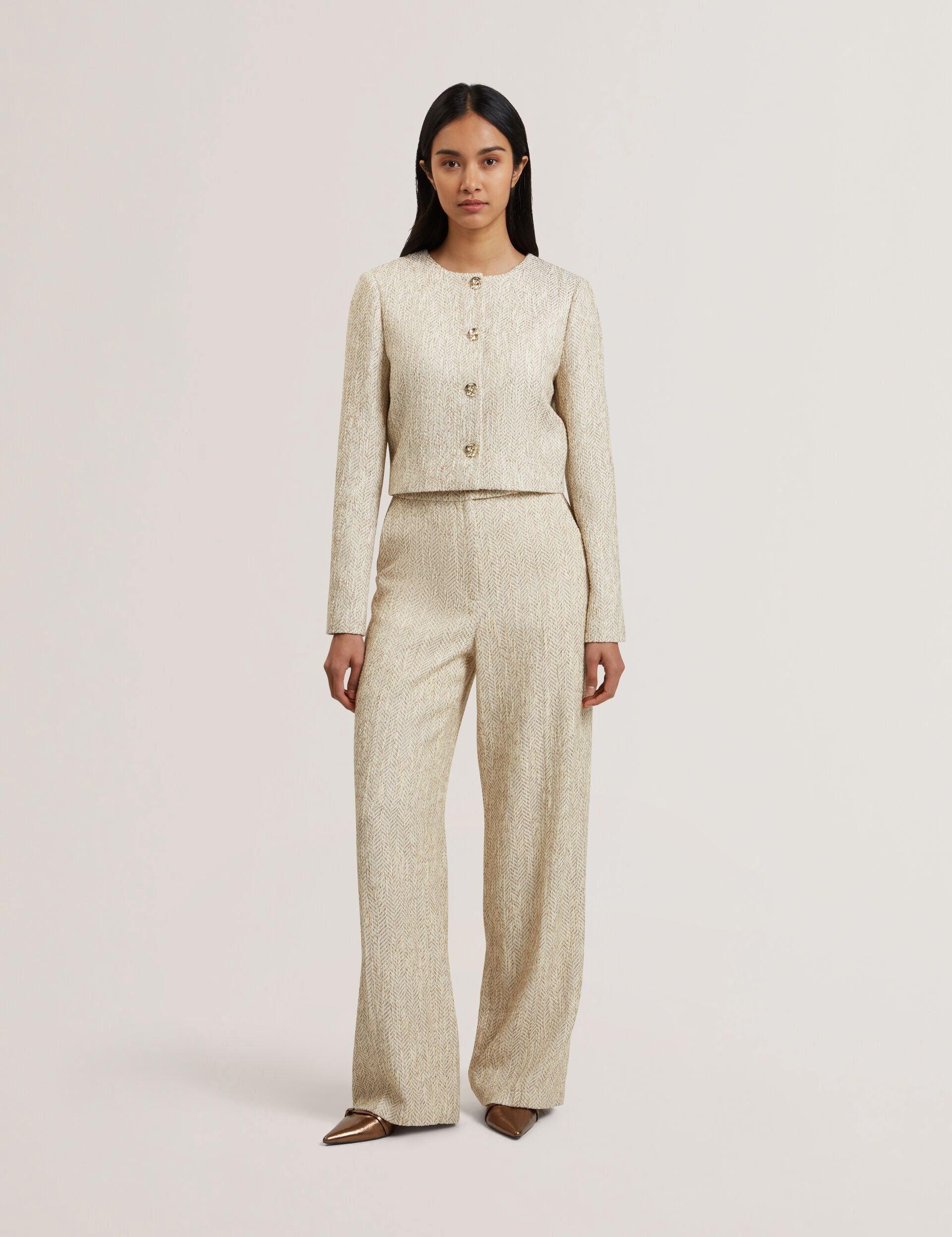 Boucle Herringbone Wide Leg Tailored Trousers by TED BAKER Boucle Herringbone Wide Leg Tailored Trousers by TED BAKER