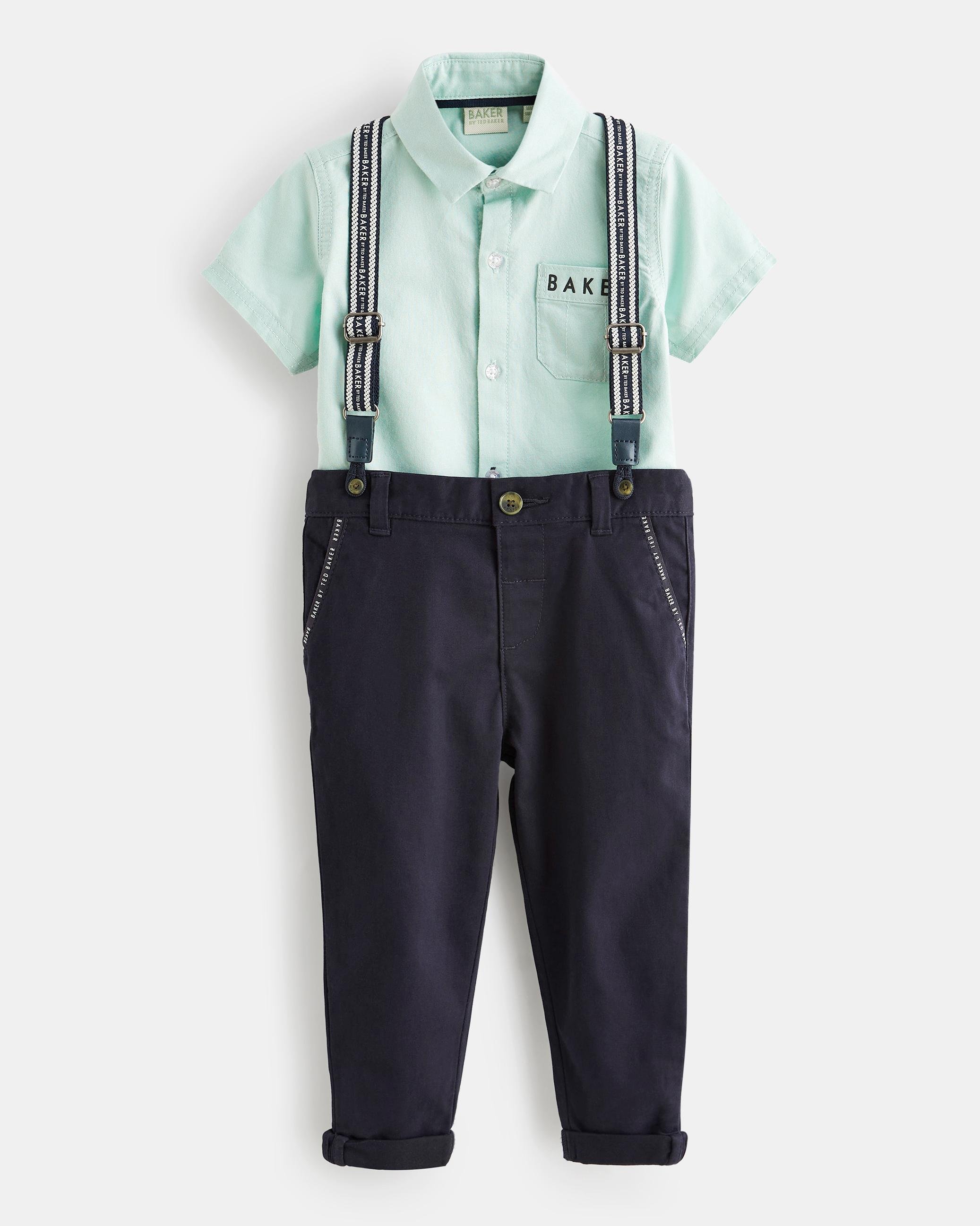 Branded Shirt, Trousers And Braces Set - SORIN - Navy by TED BAKER