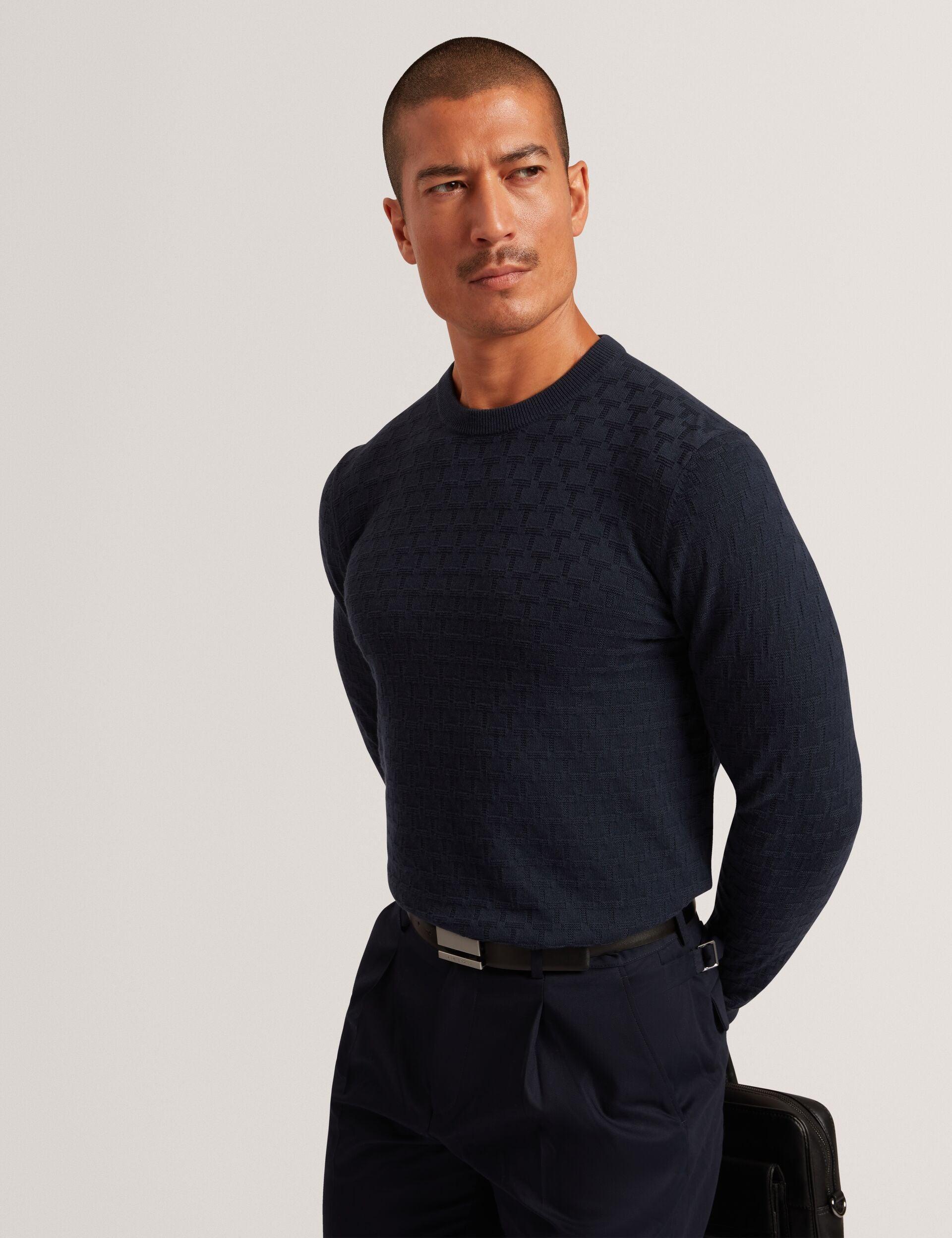 Branded Texture Crew Neck Jumper by TED BAKER