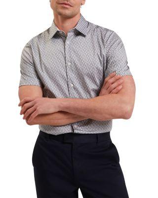 Cambay Geometric Leaf Print Short Sleeve Shirt by TED BAKER