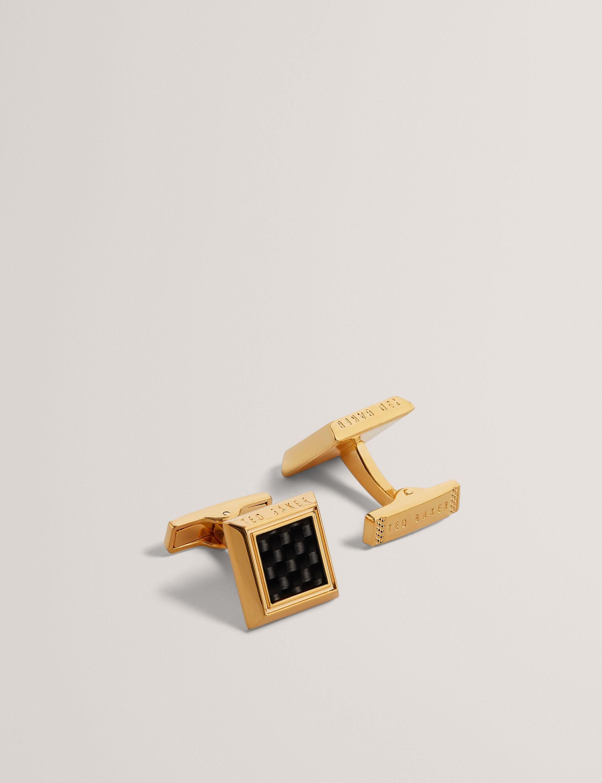 Carbon Fibre Centre Square Cufflinks by TED BAKER