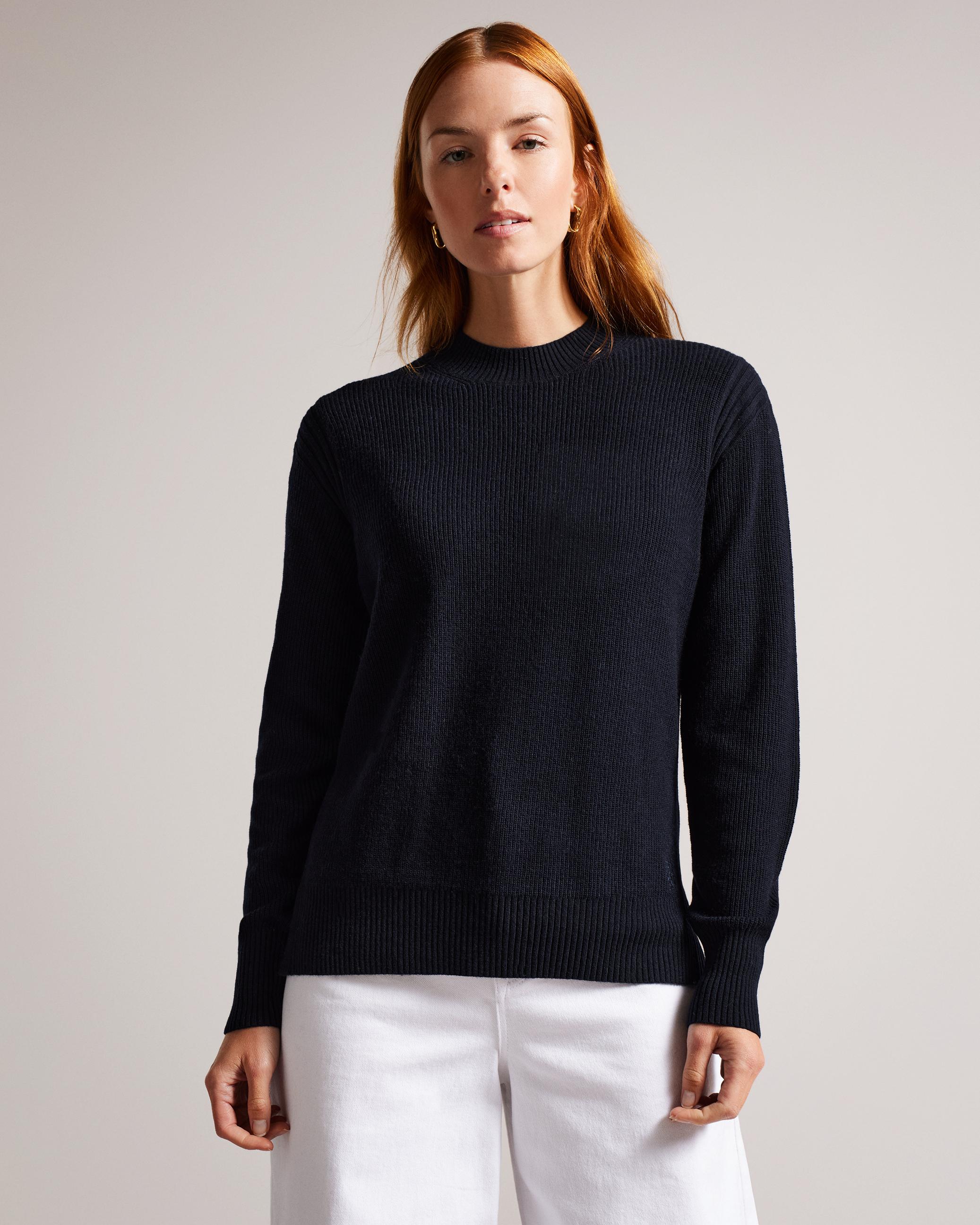 Cashmere Blend Crew Neck Sweater - RASHELL - Navy by TED BAKER | jellibeans